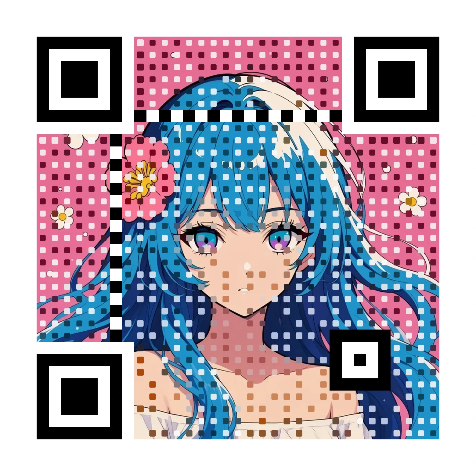 An illustration rendered as a working QR code